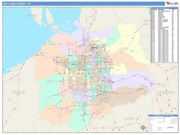 Salt Lake County Wall Map Color Cast Style